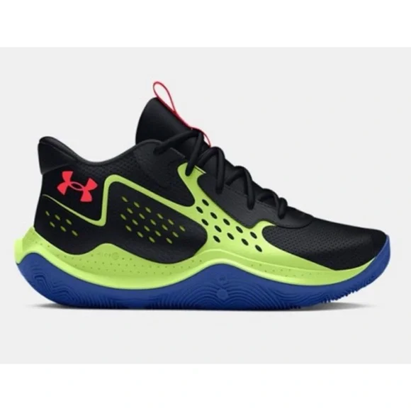 UNDER ARMOUR • Kids Black/Green Jet '23 Basketball Sneakers, 3.5Y - Picture 2 of 16